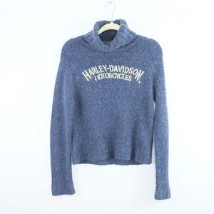 Harley Davidson turtleneck sweater navy blue